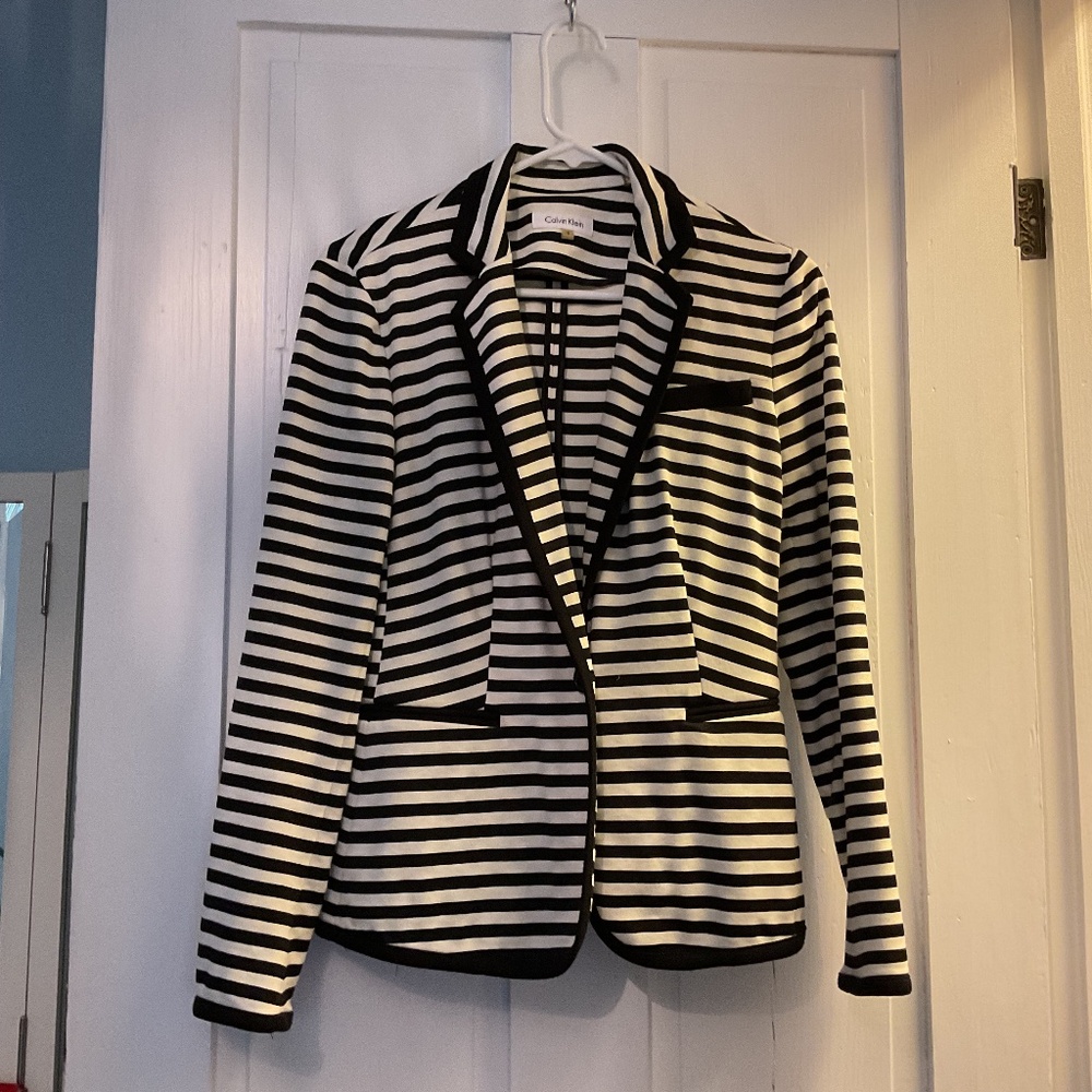 Striped stretch knit blazer